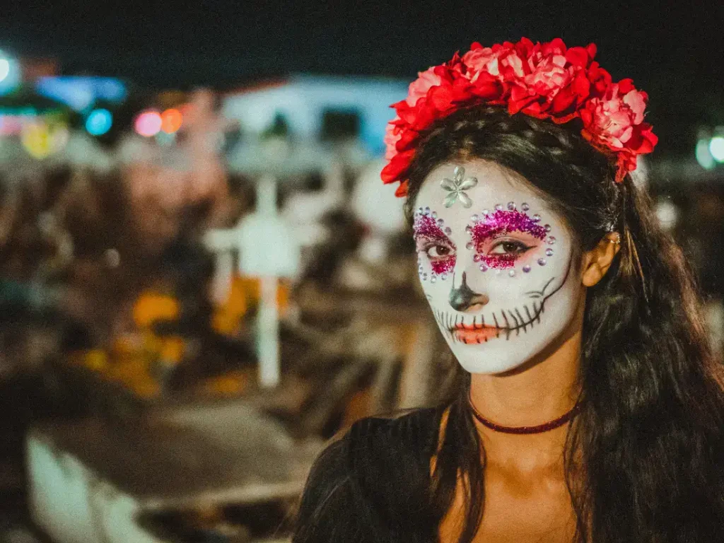 Women with face painting for the Day of the Dead in Mexico